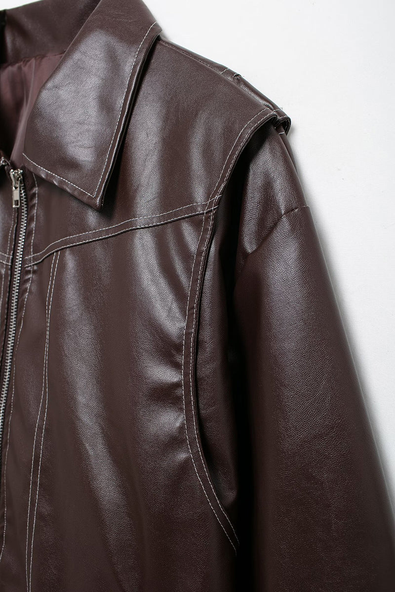 Zip-Up Faux Leather Jacket