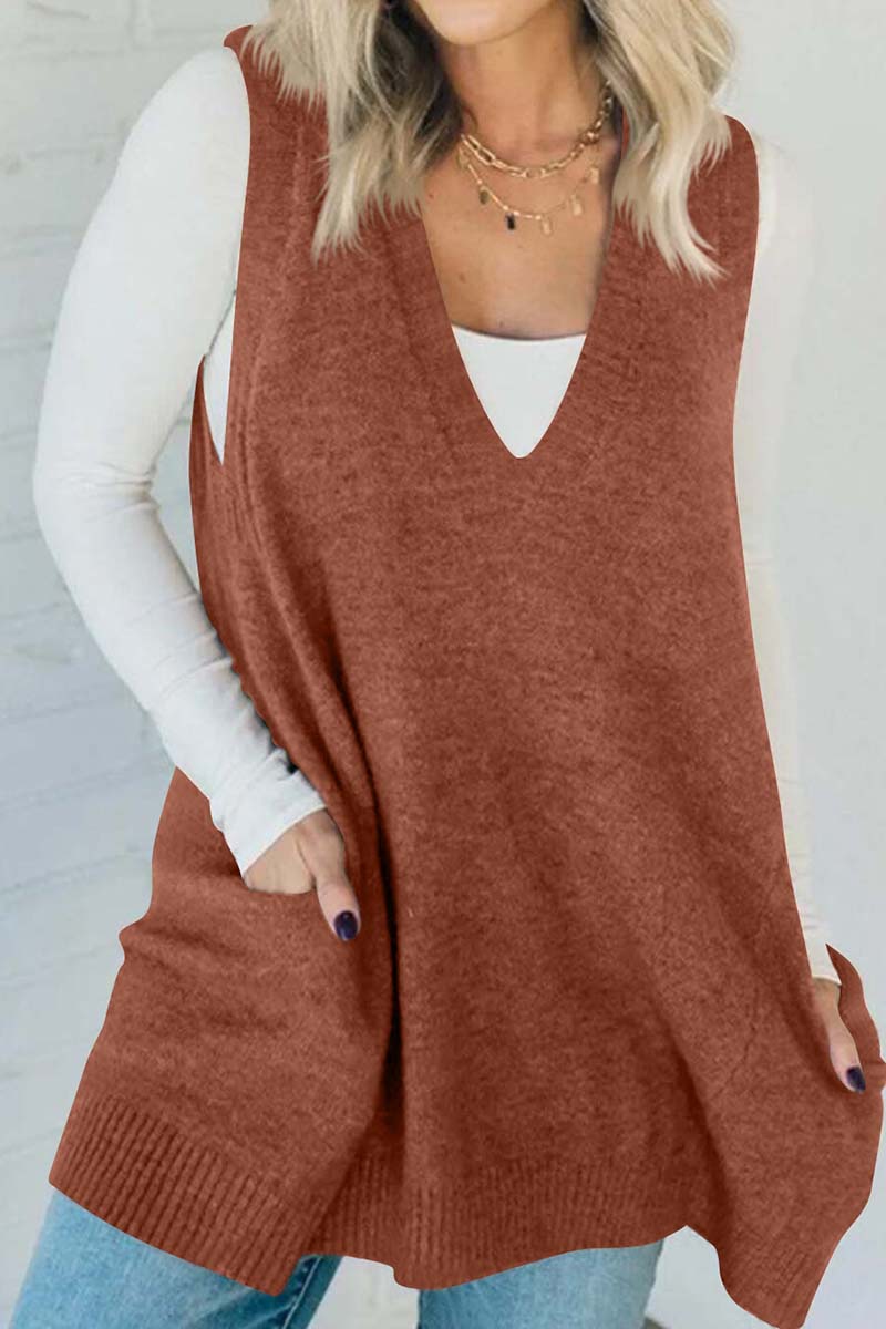 Sleeveless Knit Tunic with Pockets