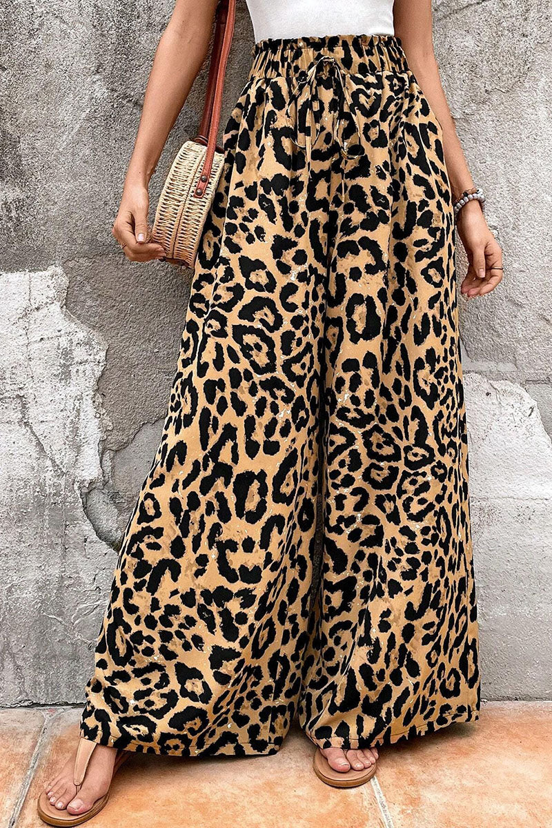 Leopard Print Wide-Leg Pants