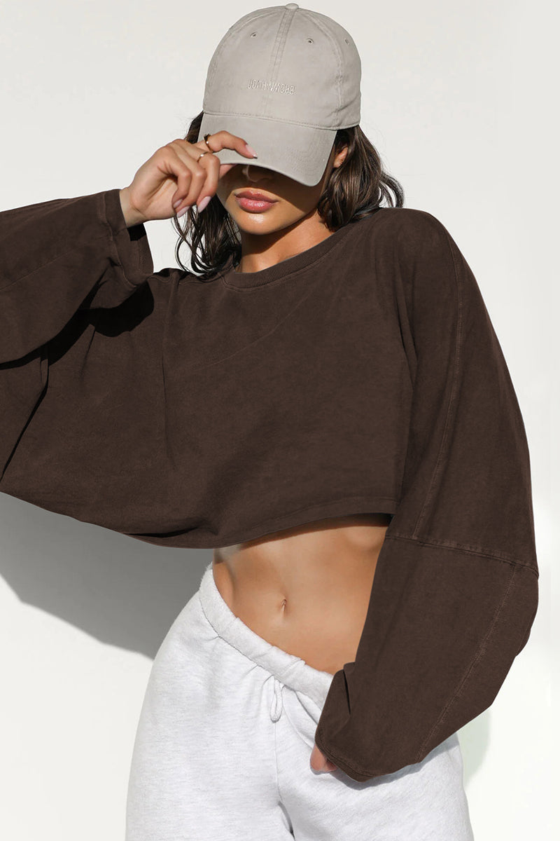 Cropped Oversized Long Sleeve Top