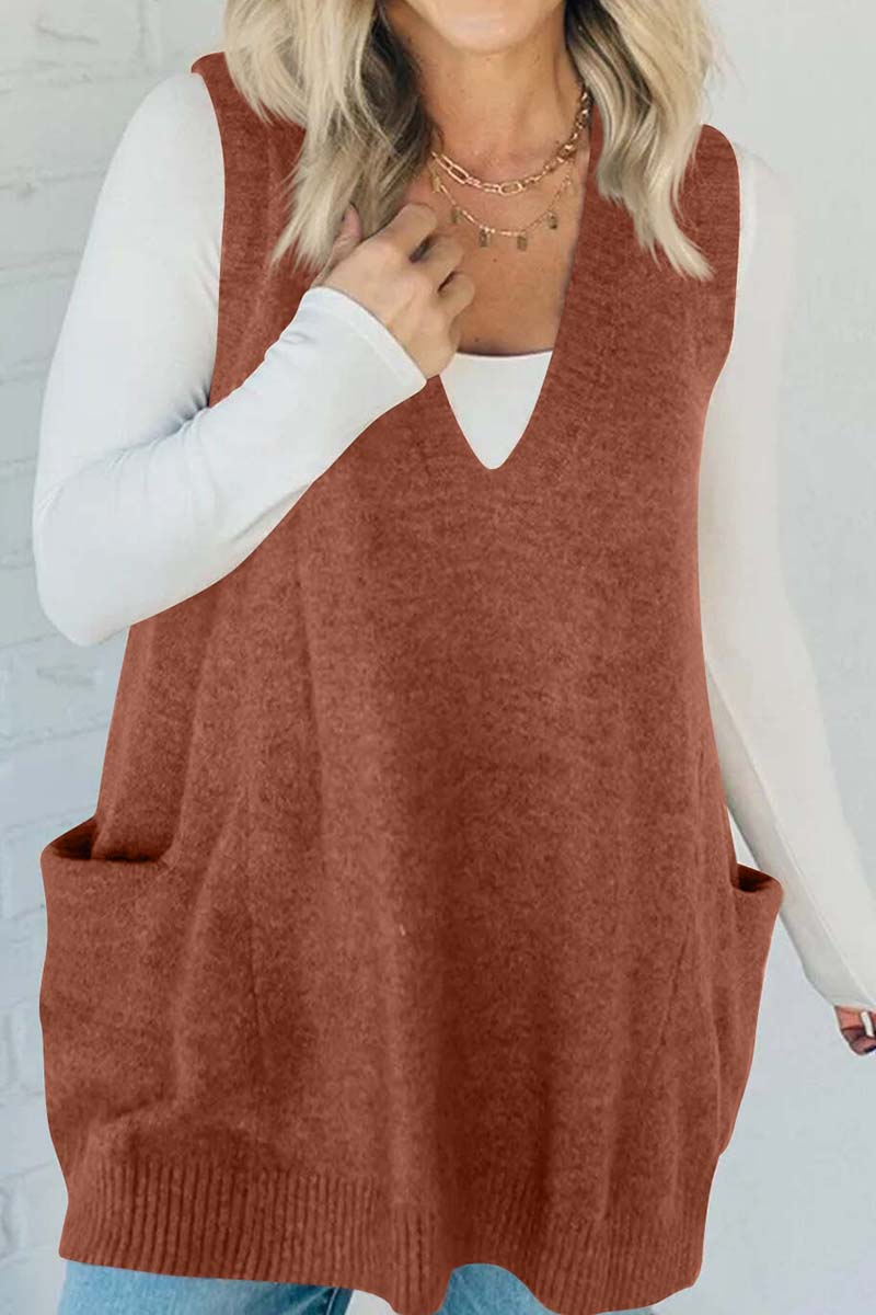 Sleeveless Knit Tunic with Pockets