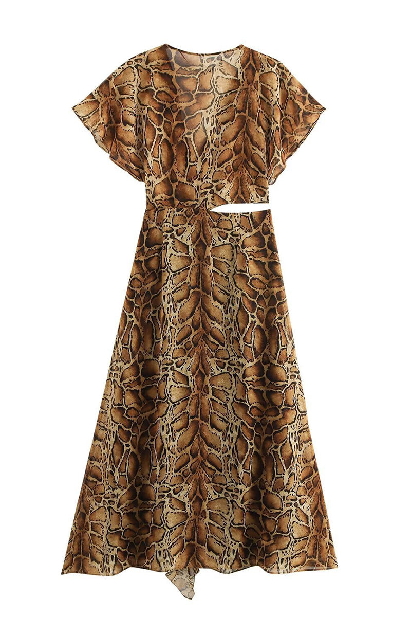 Leopard Wrap Midi Dress