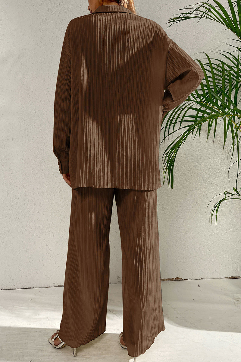 Pleated Shirt and Pants Set