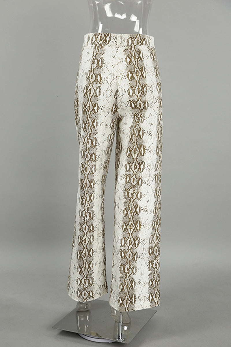 Vintage Straight-Leg Animal Print Pants