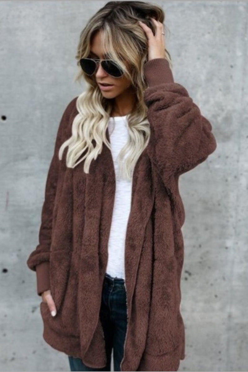 Oversized Fuzzy Open-Front Coat