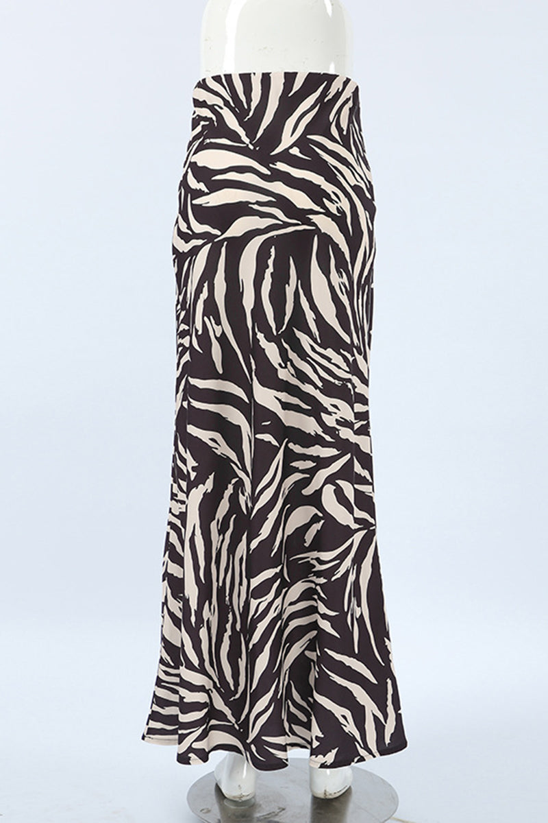 Zebra Print A-Line Maxi Skirt