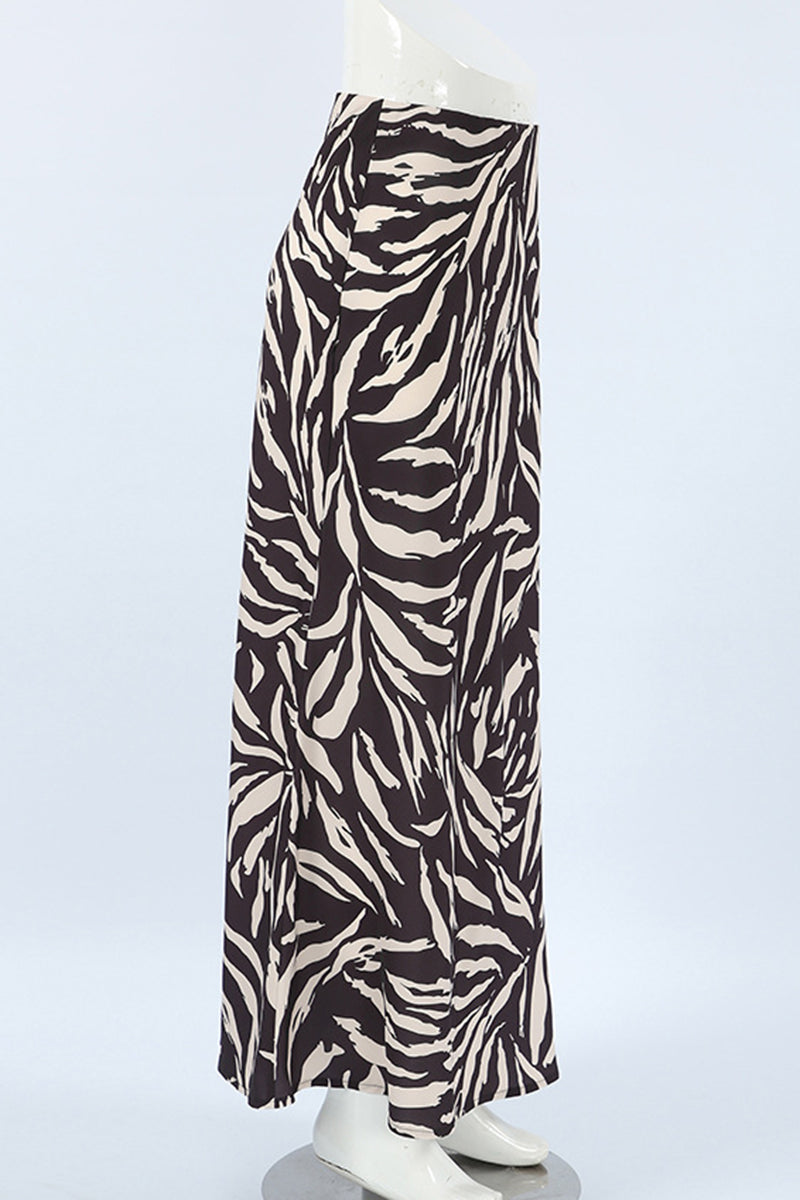 Zebra Print A-Line Maxi Skirt