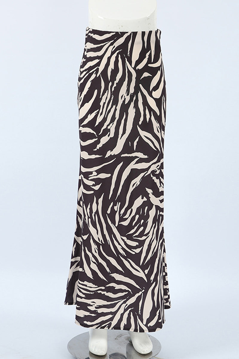 Zebra Print A-Line Maxi Skirt