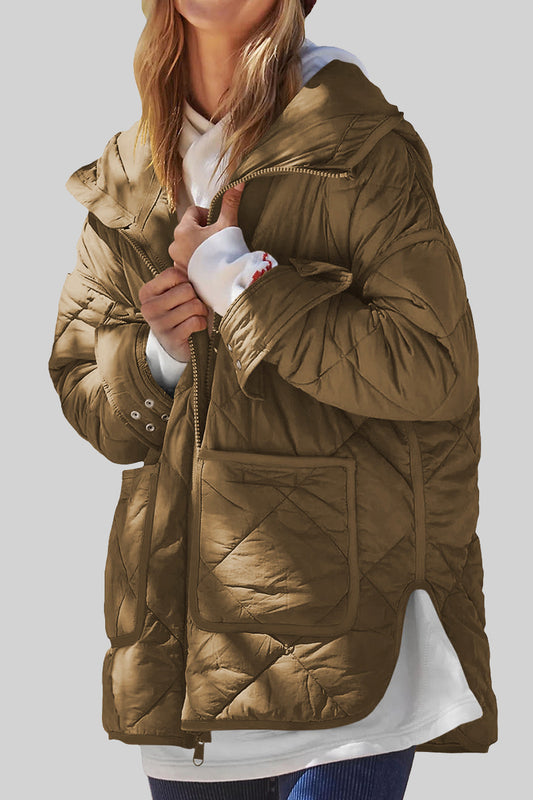 Quilted Zip-Up Coat