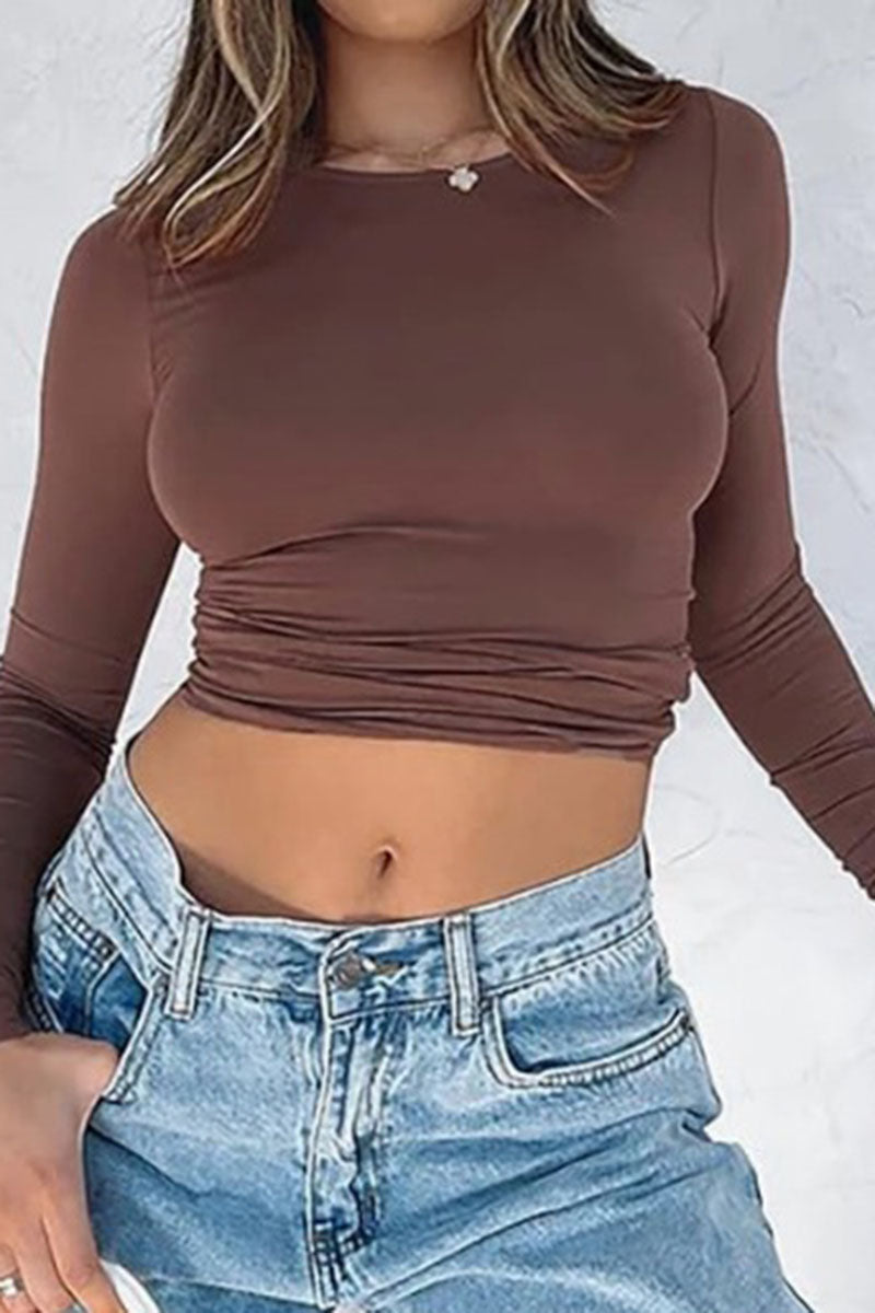 Fitted Long Sleeve Crop Top