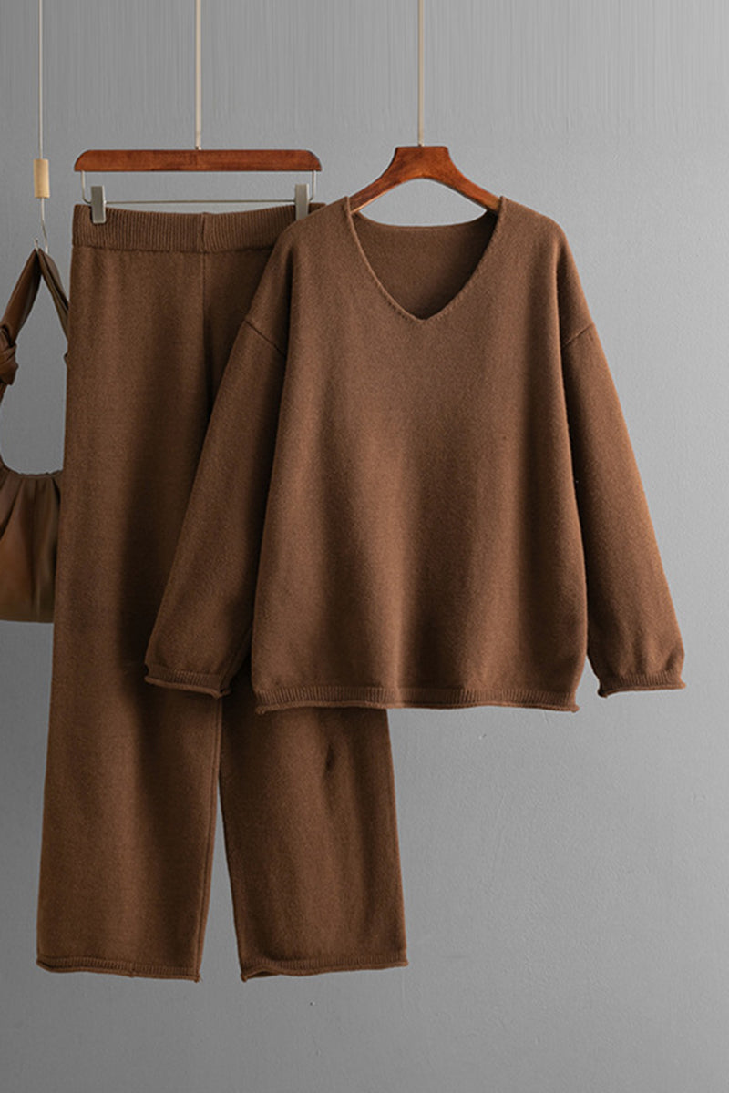 V-Neck Pullover and Pants Set