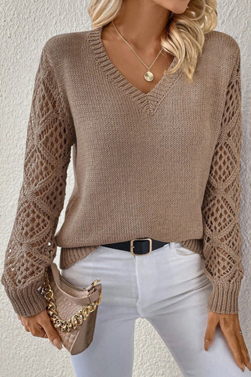 Crochet Sleeve Knit Sweater