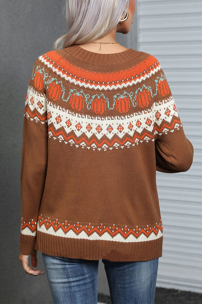 Pumpkin Pattern Knit Sweater