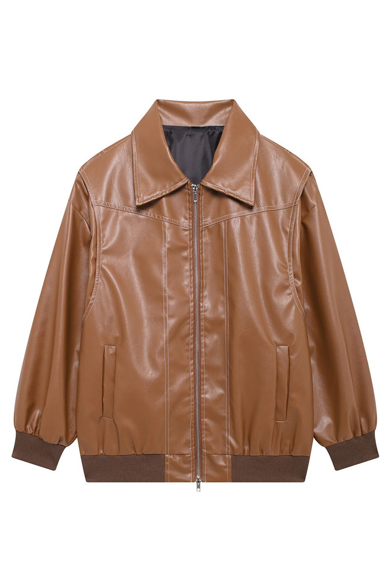 Zip-Up Faux Leather Jacket