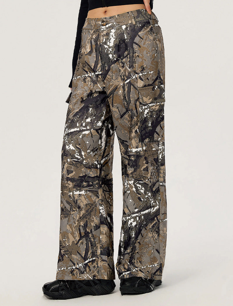 Vintage Camo Wide-Leg Cargo Pants