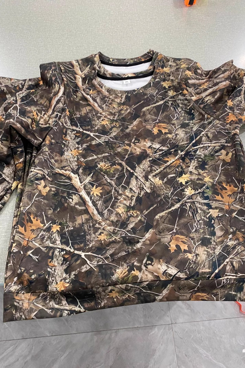 Camo Print Long Sleeve Top