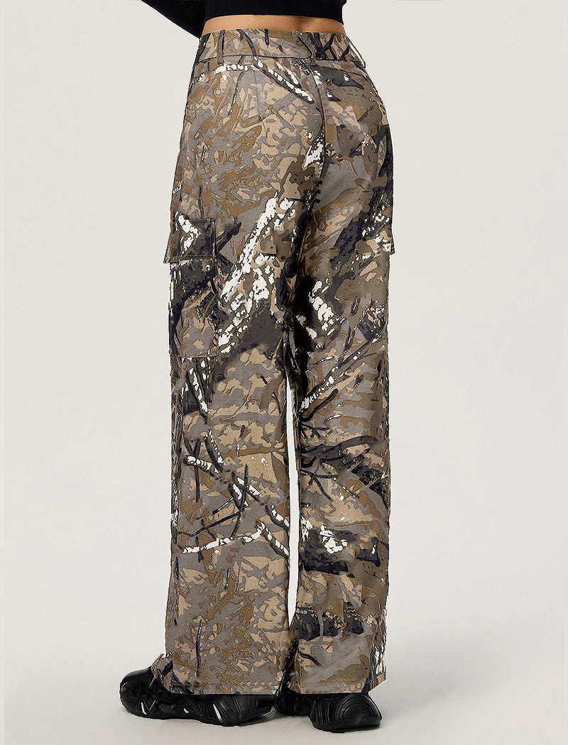 Vintage Camo Wide-Leg Cargo Pants