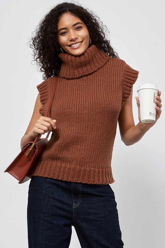 Turtleneck Sleeveless Knit Top