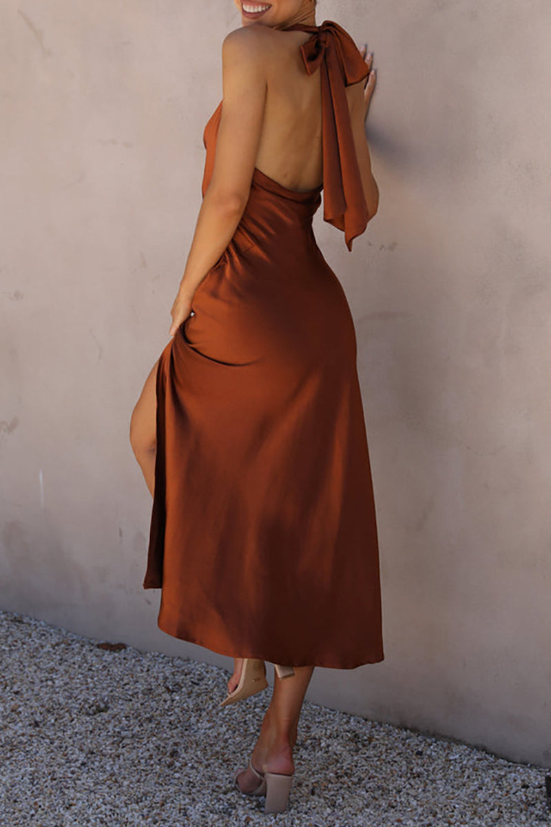 Sleeveless Backless High Slit Maxi Dress