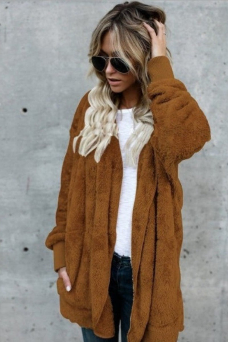 Oversized Fuzzy Open-Front Coat