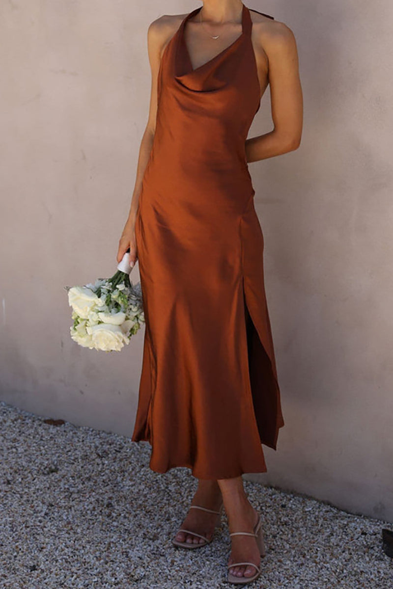 Sleeveless Backless High Slit Maxi Dress