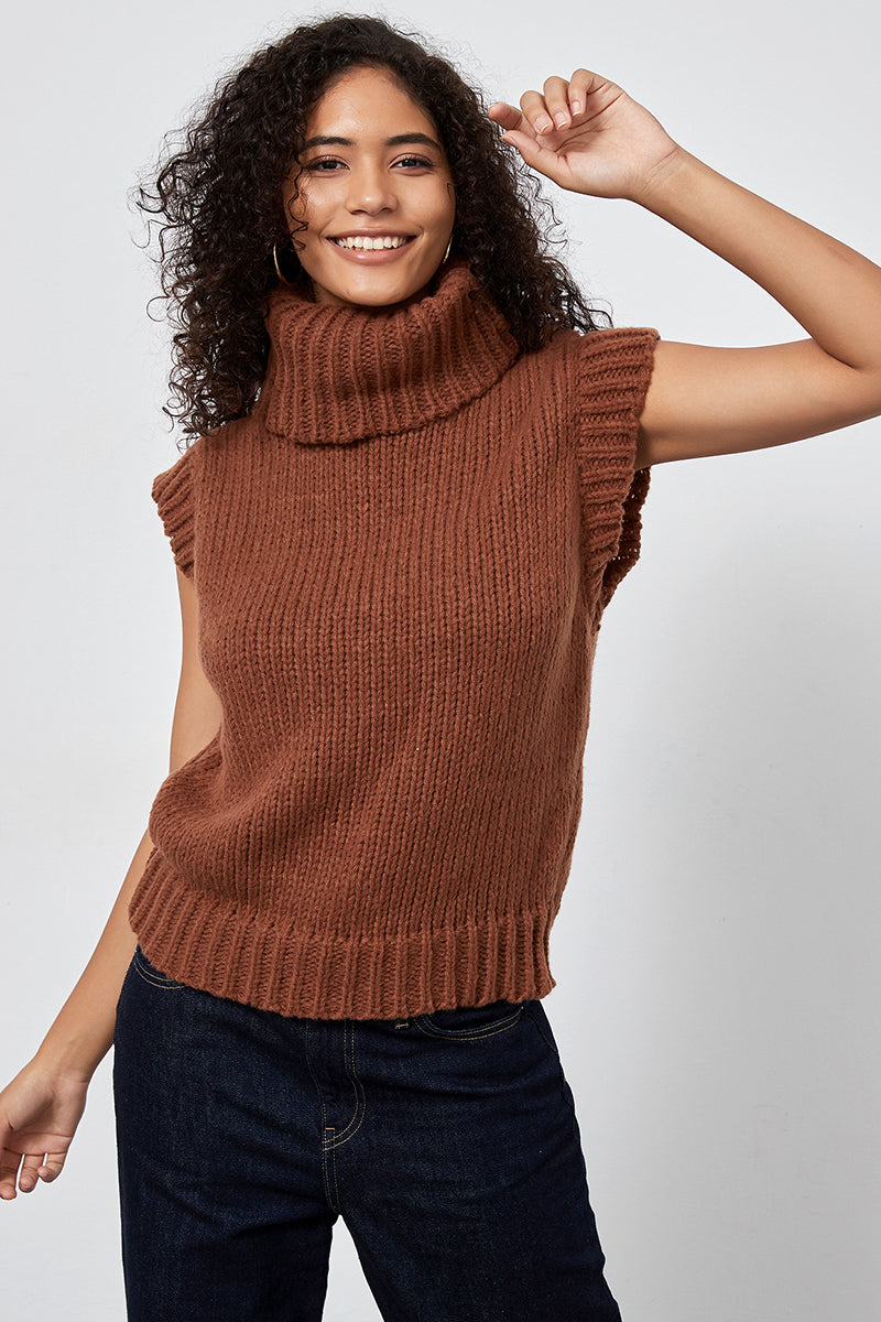 Turtleneck Sleeveless Knit Top