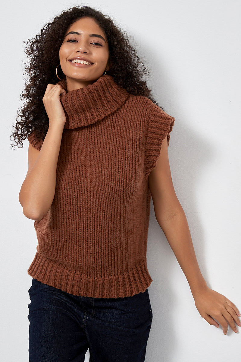 Turtleneck Sleeveless Knit Top