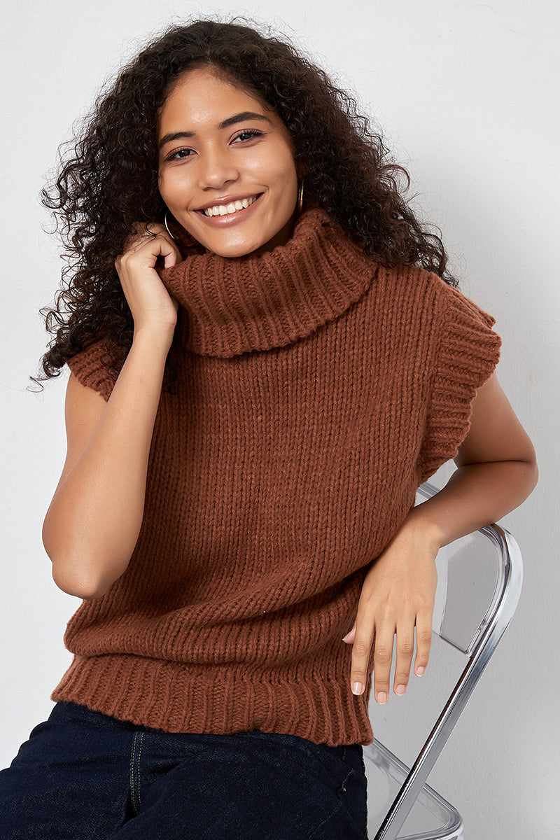 Turtleneck Sleeveless Knit Top