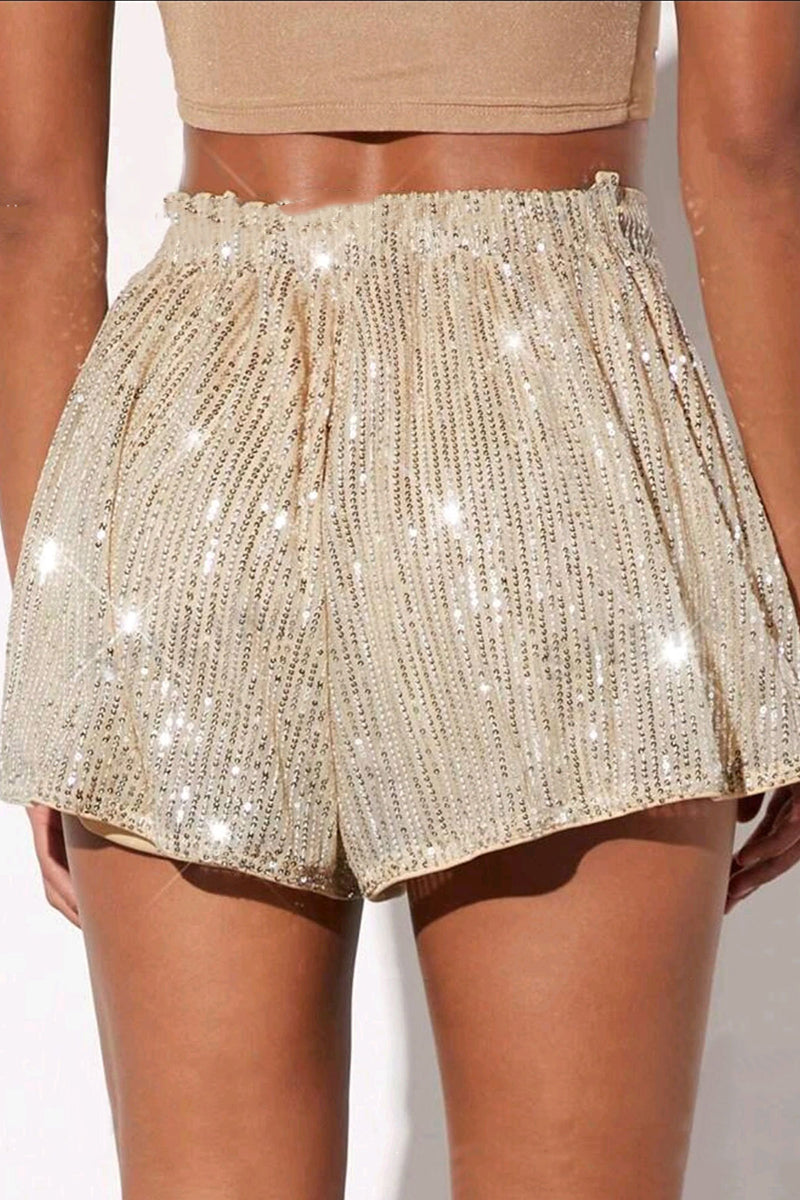 Sequined Pleated Shorts