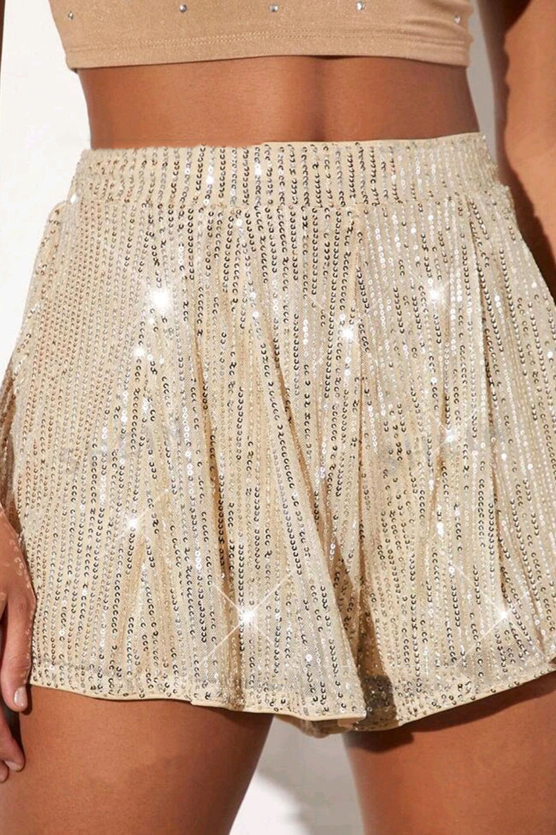 Sequined Pleated Shorts