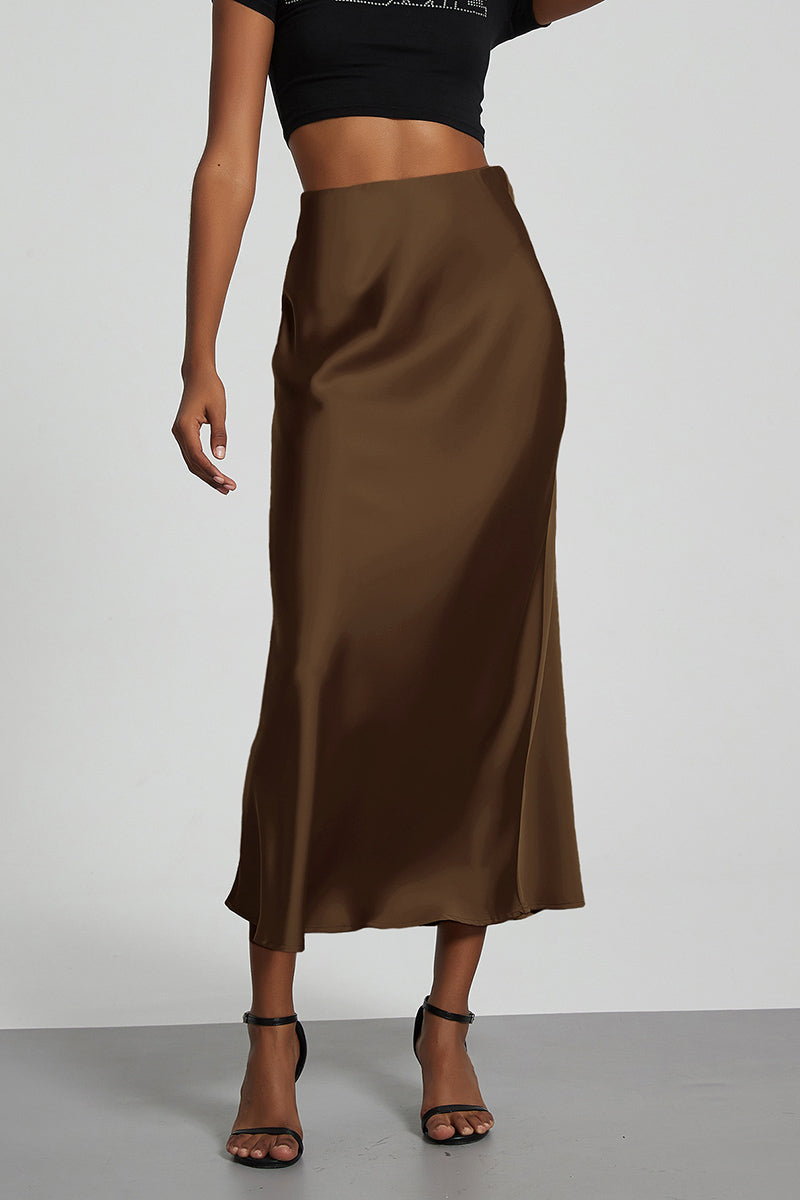 Satin Finish Slimming A-Line Skirt