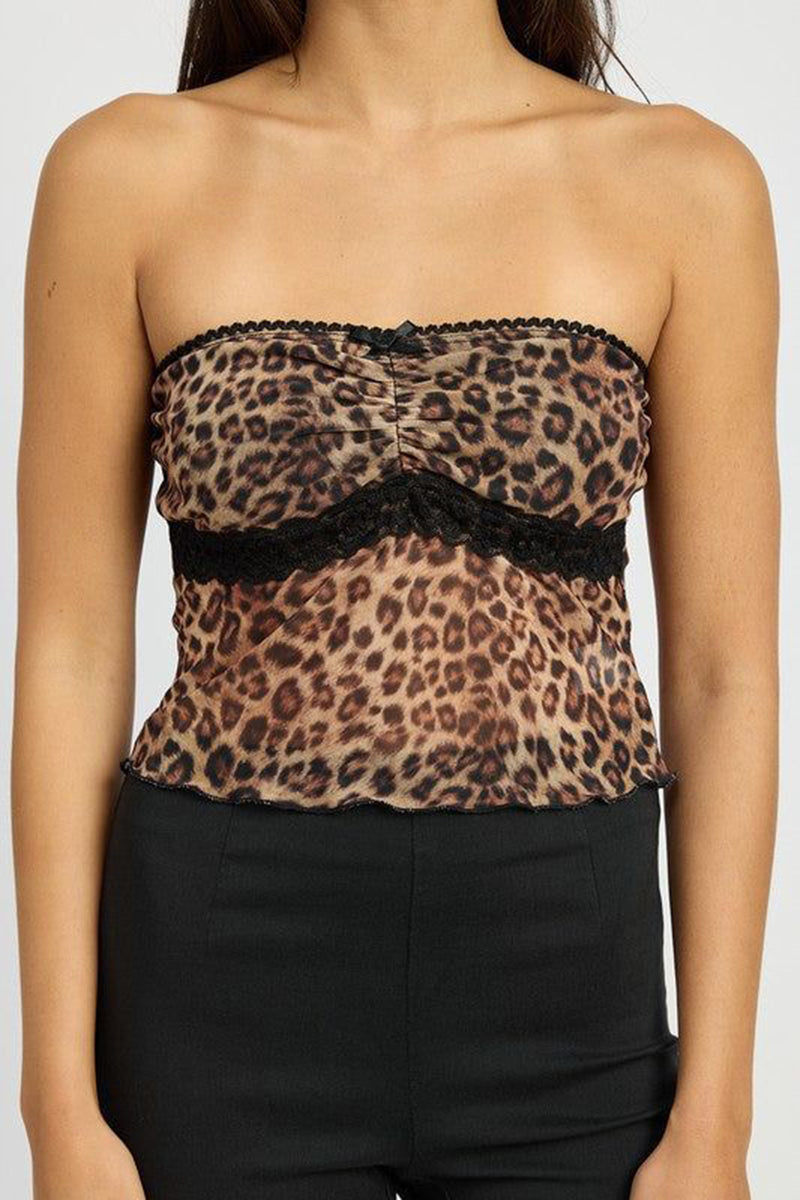 Leopard Print Strapless Tube Top