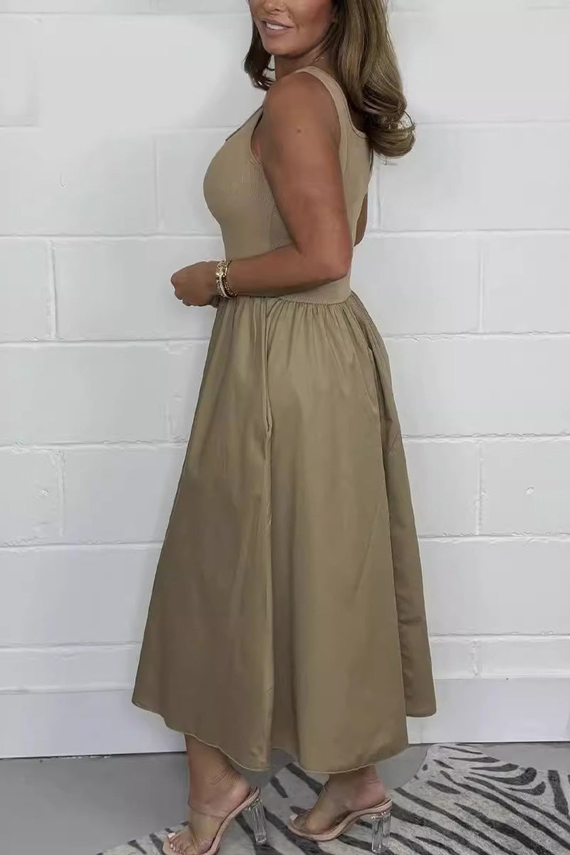 Sleeveless Square Neck Maxi Dress