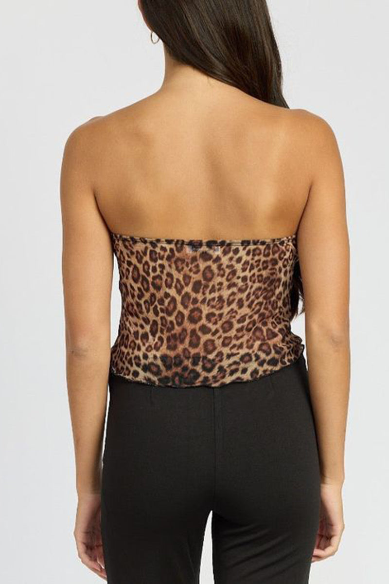 Leopard Print Strapless Tube Top