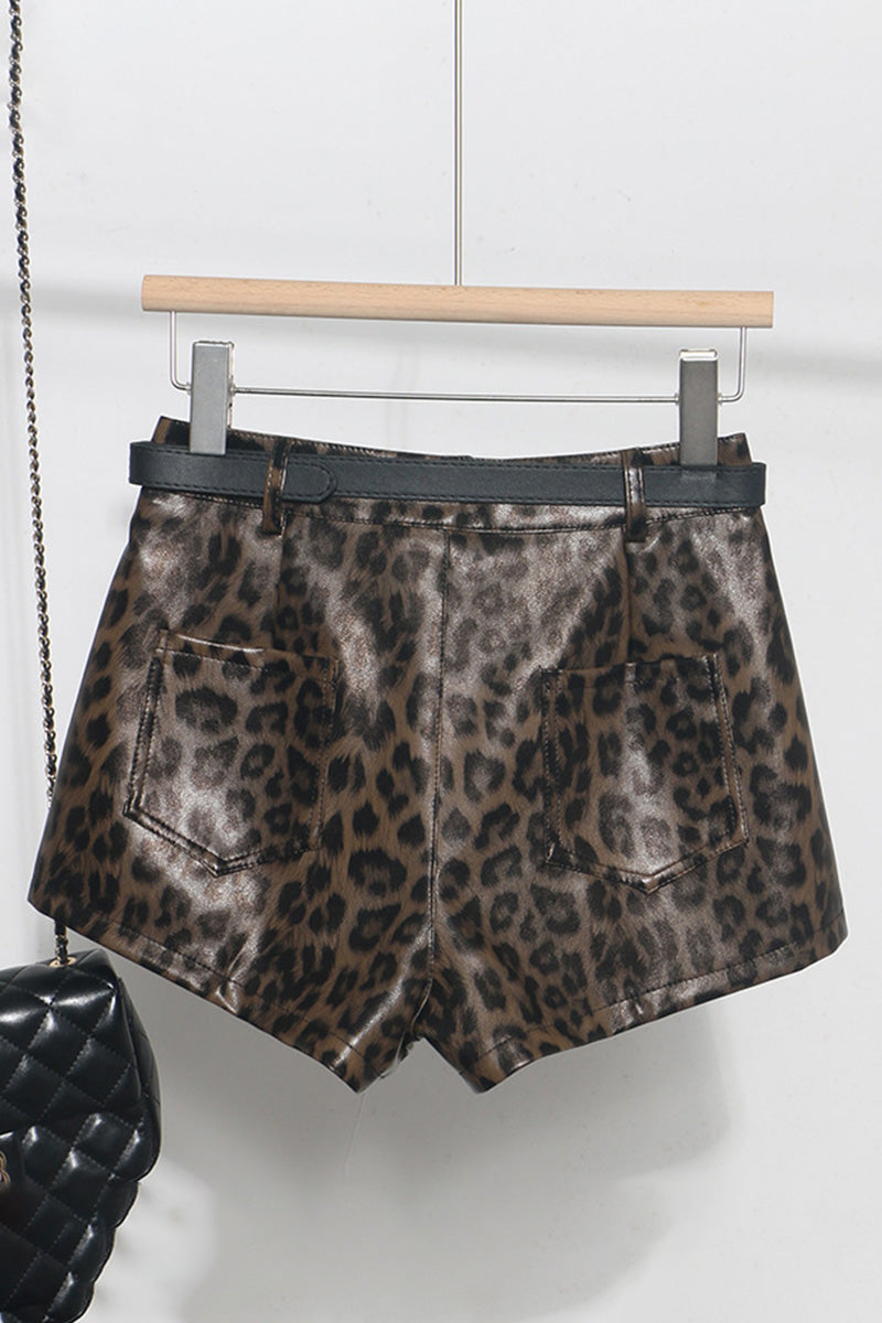 Belted Faux Leather Shorts