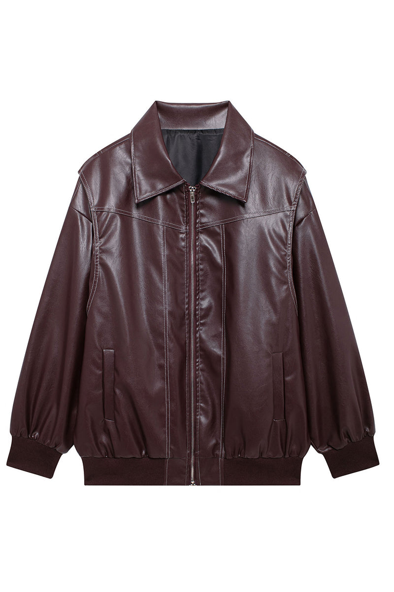 Zip-Up Faux Leather Jacket