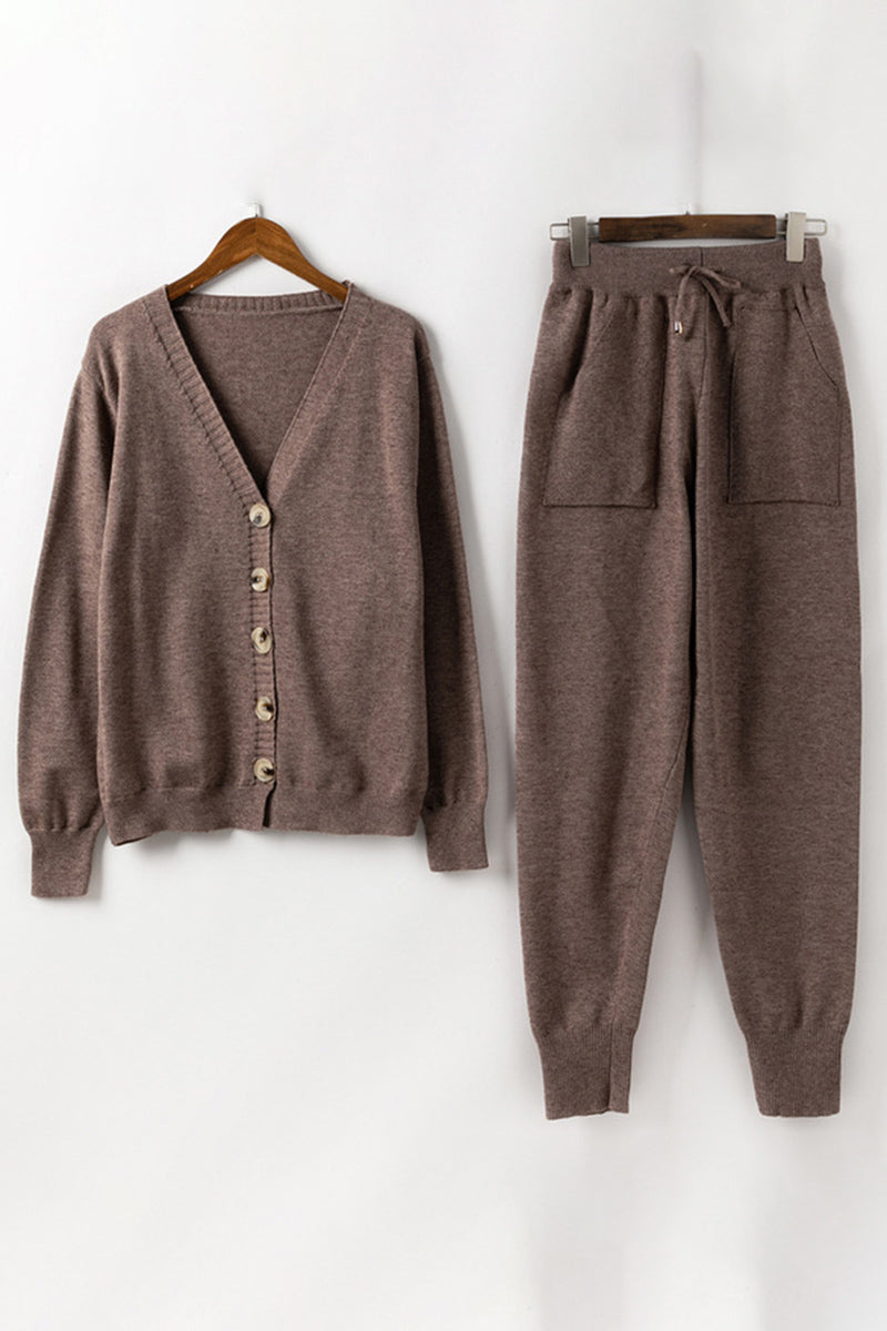 Cardigan with Drawstring Waist Pants Set