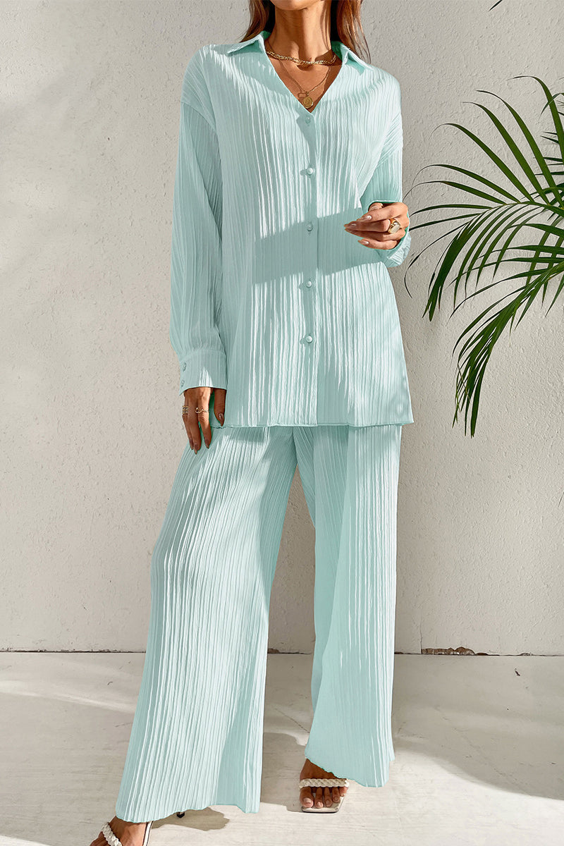 Pleated Shirt and Pants Set