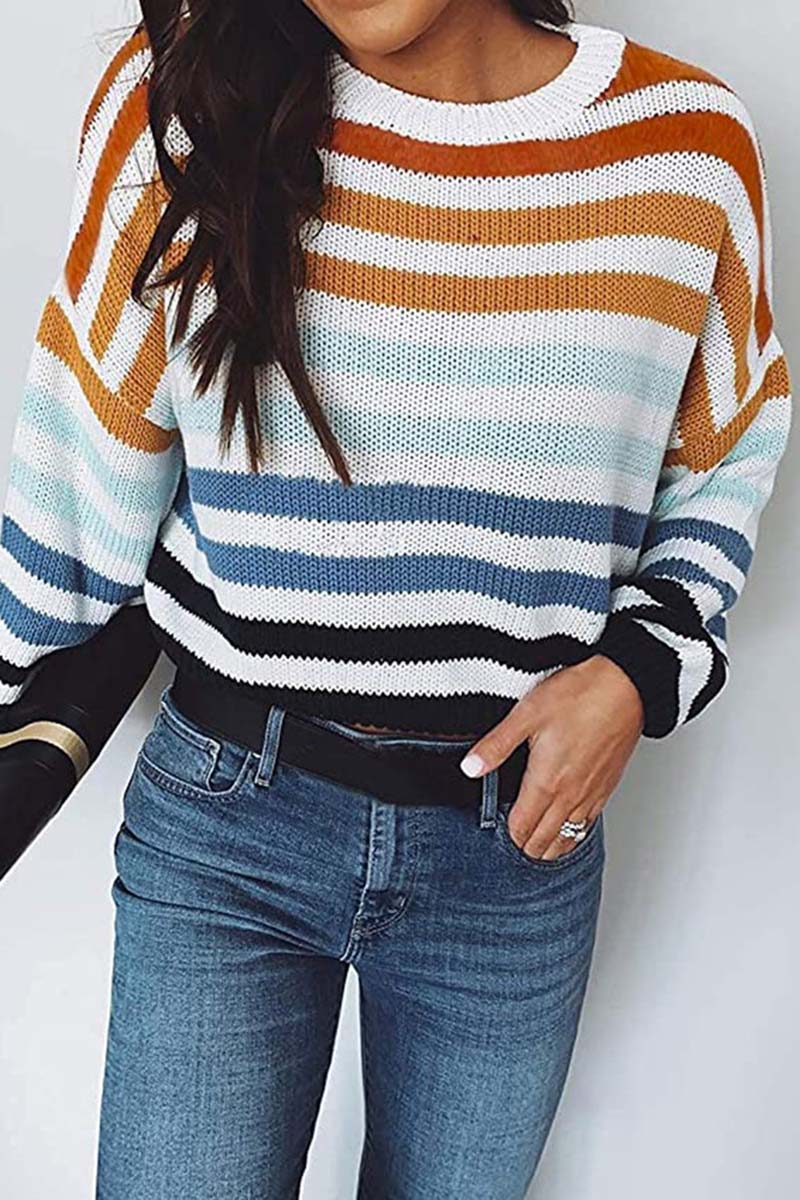 Striped Colorblock Pullover Sweater