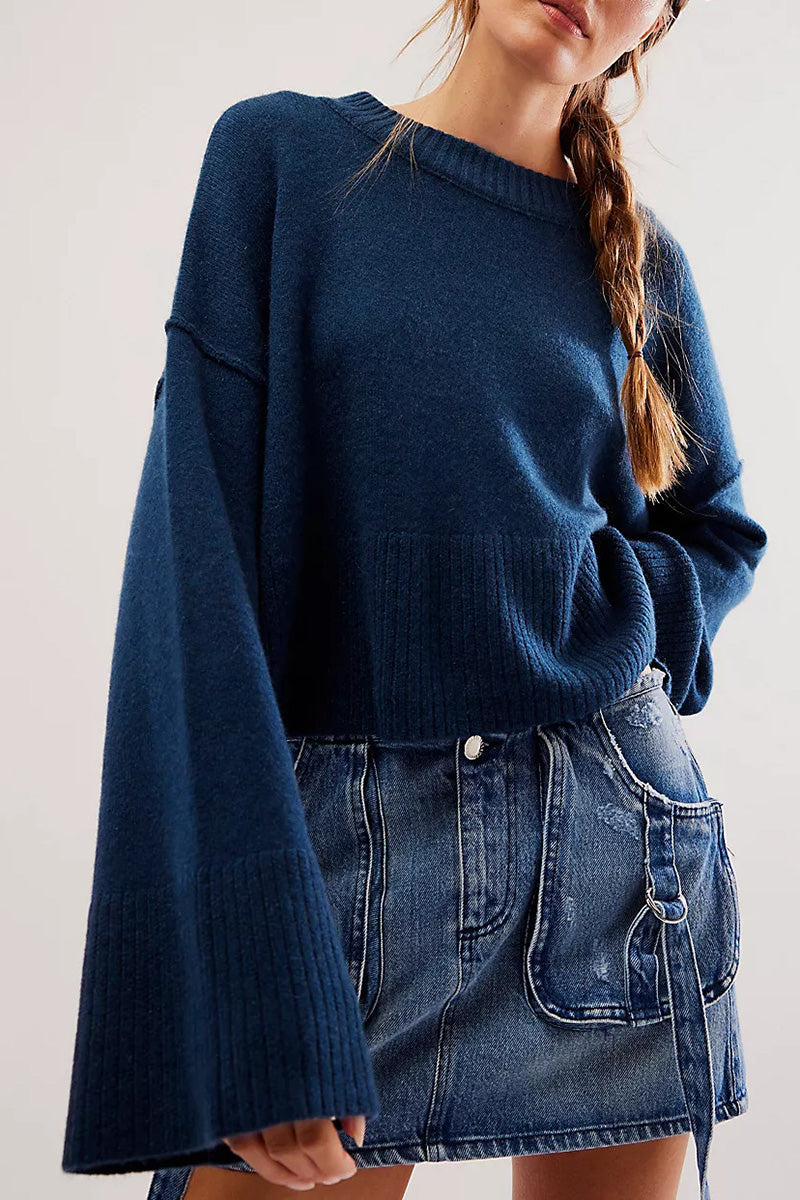 Loose-Fit Cropped Knit Sweater