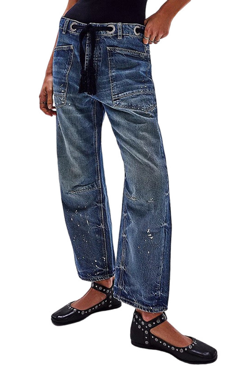 Straight-Leg Denim Pants