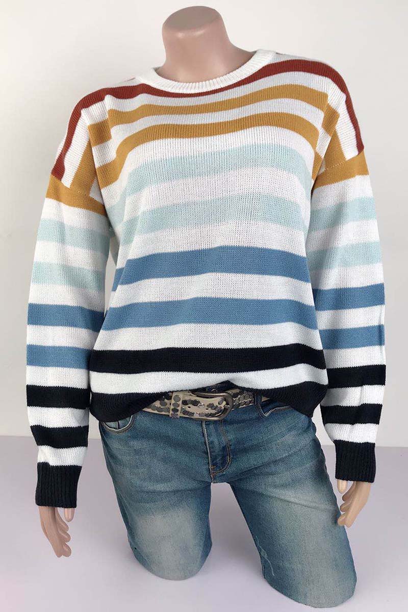 Striped Colorblock Pullover Sweater