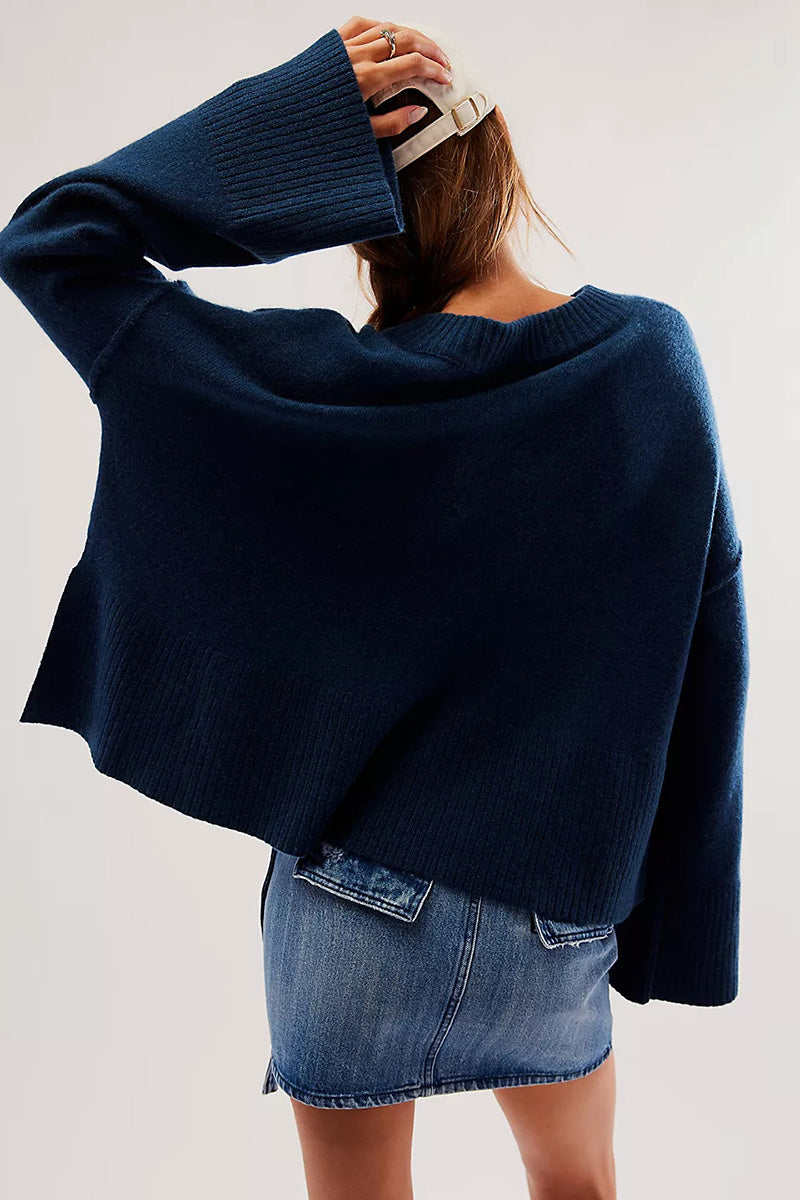 Loose-Fit Cropped Knit Sweater