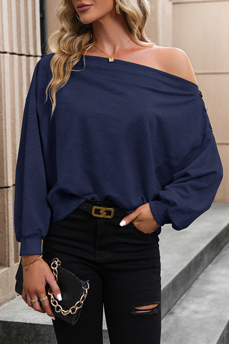 Off Shoulder Button-Detail Top