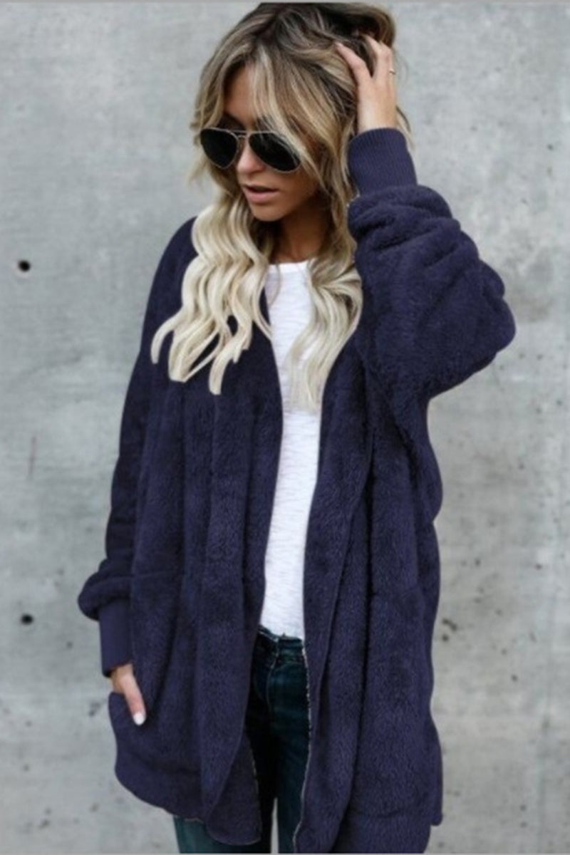 Oversized Fuzzy Open-Front Coat