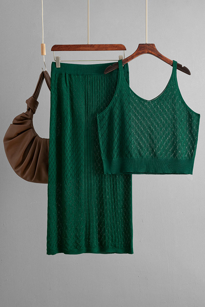 Textured Knit Tank and Skirt Set