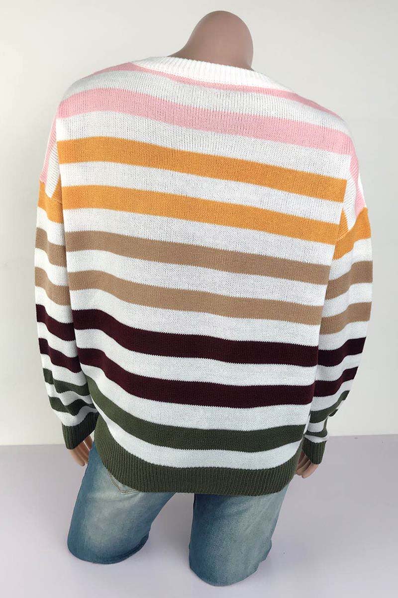 Striped Colorblock Pullover Sweater