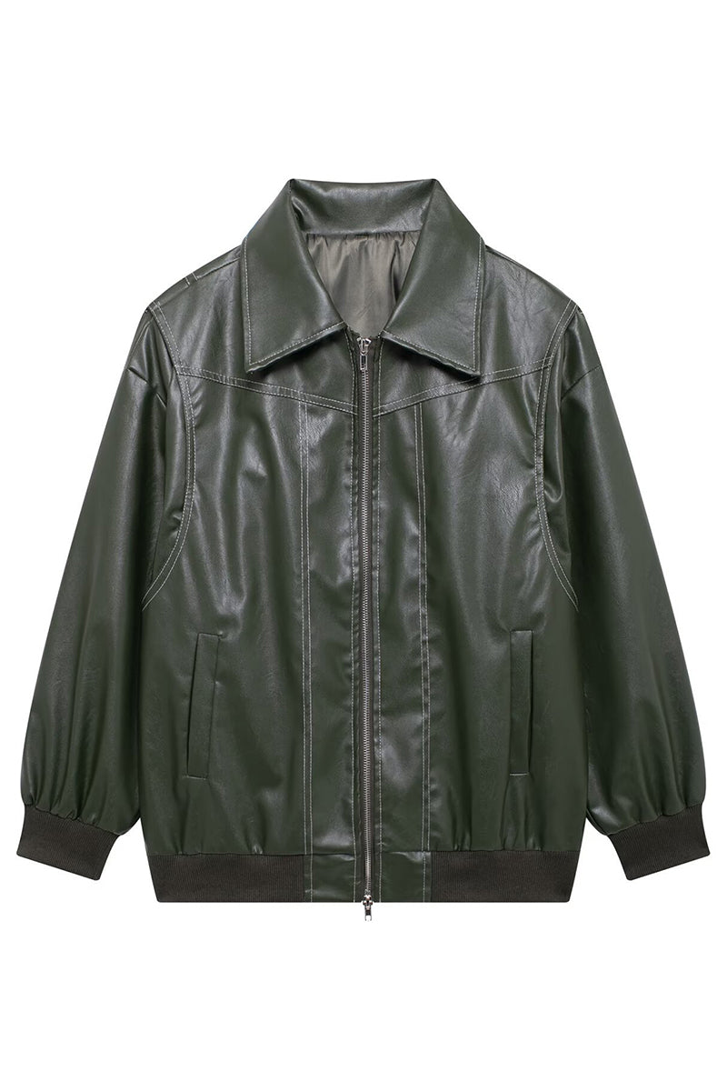 Zip-Up Faux Leather Jacket