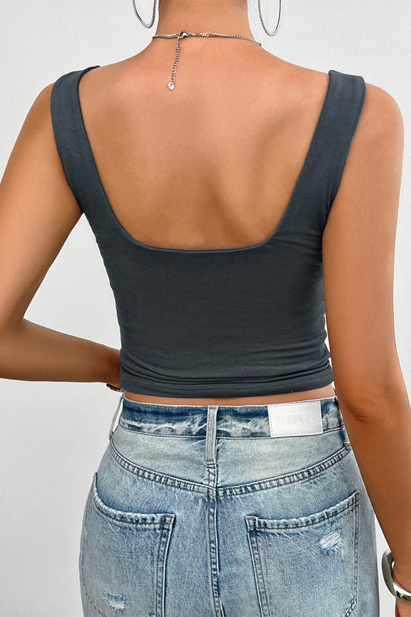 Ruched Bust Cropped Tank Top