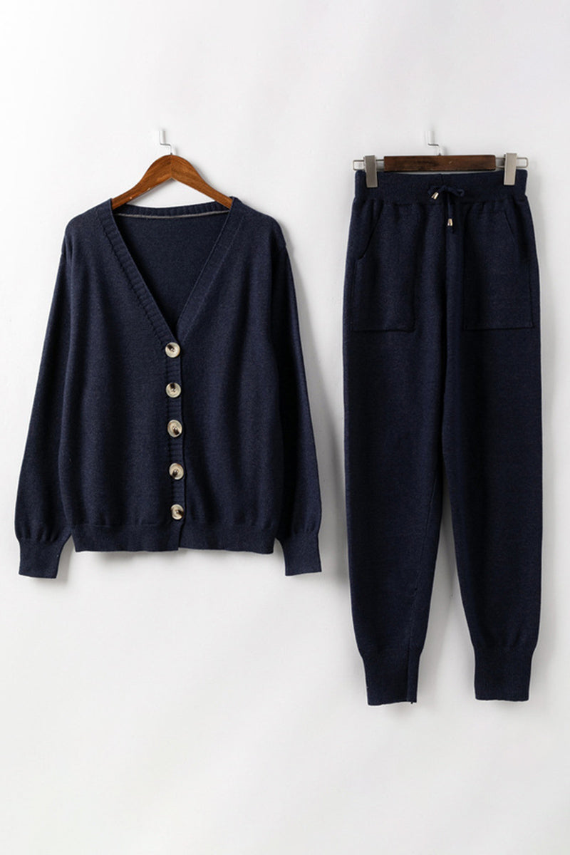 Cardigan with Drawstring Waist Pants Set